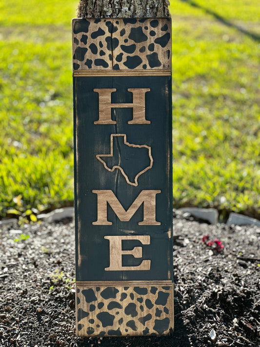 Home distressed cow print unframed sign