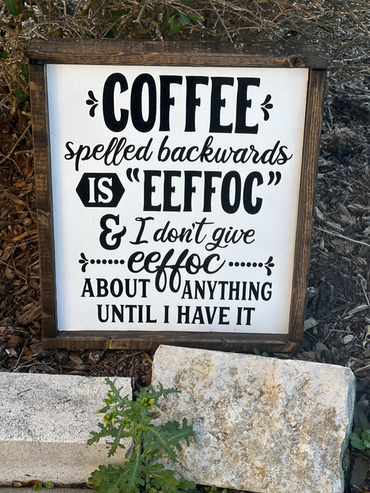 Coffee spelled backwards framed